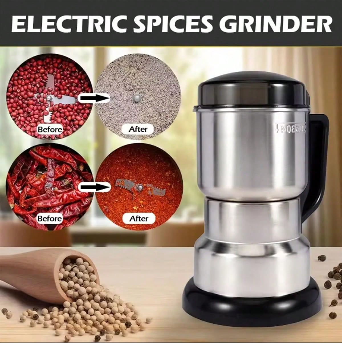 커피 분쇄기, 300W 강력 모터, 4중 날 304 스 - Coffee Bean Grinder Electric 리뷰 및 가격