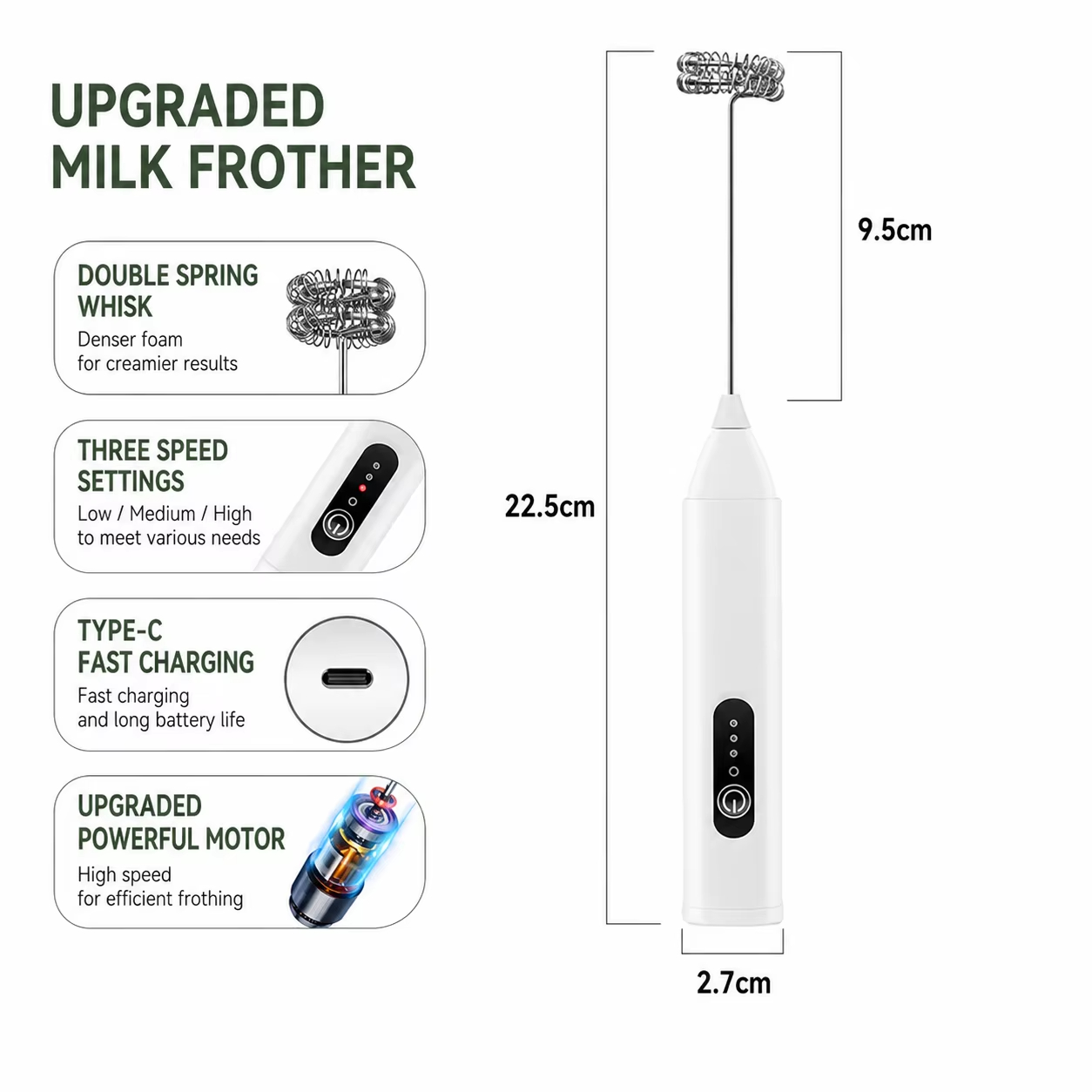 전기 우유 믹서 + 무선 Type-C 충전, 3단계 속 - Portable Blender Usb Rechargeable 리뷰 및 가격